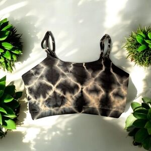 Bleusalt Tie-Dye Women's Bralette - Black and Cream Starlight Size 0